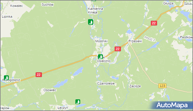 mapa Stare Osieczno, Stare Osieczno na mapie Targeo