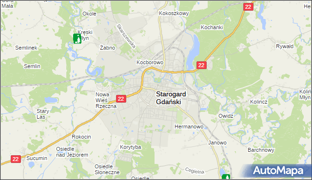 mapa Starogard Gdański, Starogard Gdański na mapie Targeo