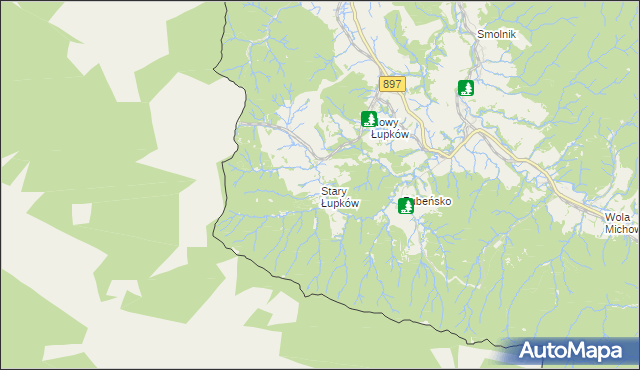 mapa Stary Łupków, Stary Łupków na mapie Targeo