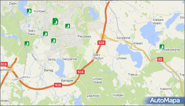 mapa Stary Olsztyn, Stary Olsztyn na mapie Targeo