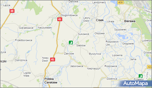 mapa Steblów gmina Cisek, Steblów gmina Cisek na mapie Targeo