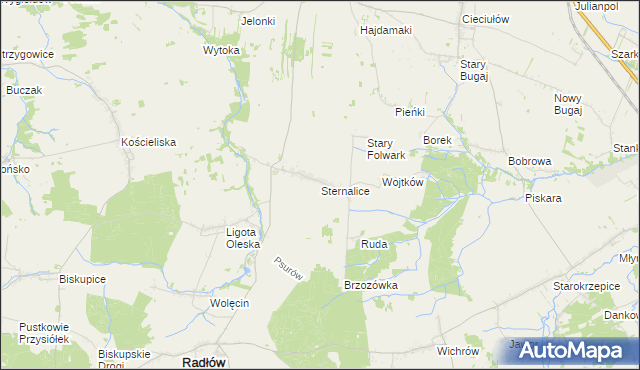 mapa Sternalice gmina Radłów, Sternalice gmina Radłów na mapie Targeo