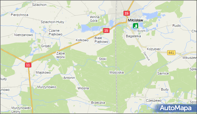 mapa Stoki gmina Miłosław, Stoki gmina Miłosław na mapie Targeo