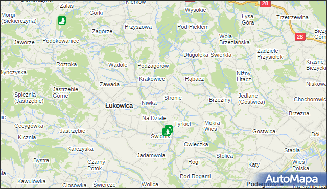 mapa Stronie gmina Łukowica, Stronie gmina Łukowica na mapie Targeo