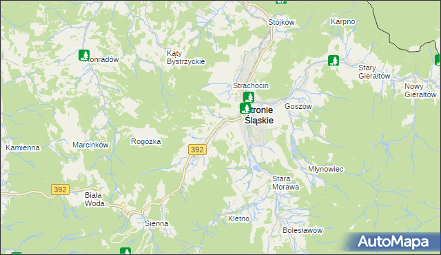 mapa Stronie Śląskie powiat kłodzki, Stronie Śląskie powiat kłodzki na mapie Targeo