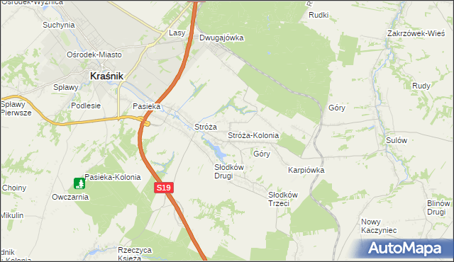 mapa Stróża-Kolonia, Stróża-Kolonia na mapie Targeo