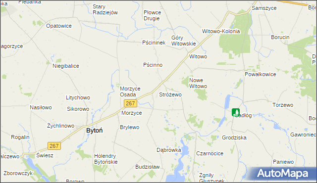 mapa Stróżewo gmina Bytoń, Stróżewo gmina Bytoń na mapie Targeo