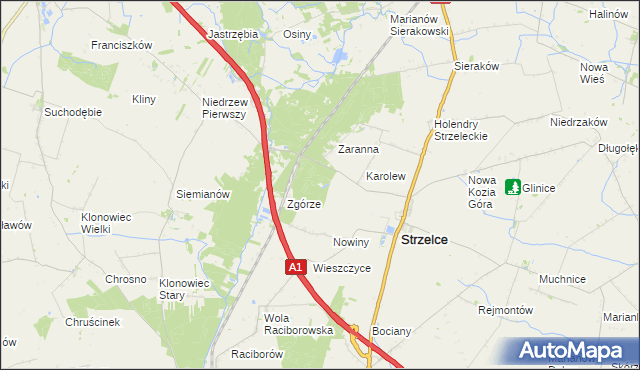 mapa Strzelce Osada Leśna, Strzelce Osada Leśna na mapie Targeo