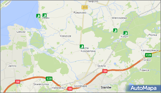 mapa Sucha Koszalińska, Sucha Koszalińska na mapie Targeo