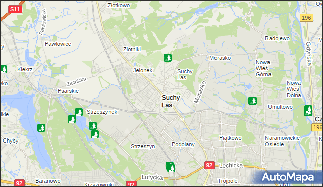 mapa Suchy Las powiat poznański, Suchy Las powiat poznański na mapie Targeo