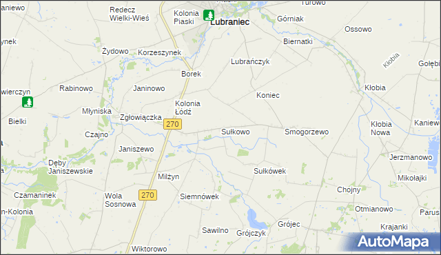 mapa Sułkowo gmina Lubraniec, Sułkowo gmina Lubraniec na mapie Targeo