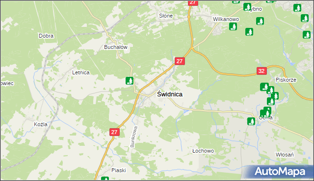 mapa Świdnica powiat zielonogórski, Świdnica powiat zielonogórski na mapie Targeo