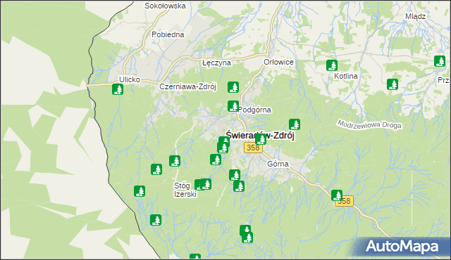 mapa Świeradów-Zdrój, Świeradów-Zdrój na mapie Targeo