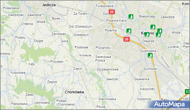 mapa Świerzowa Polska, Świerzowa Polska na mapie Targeo