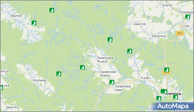 mapa Świerzowa Ruska, Świerzowa Ruska na mapie Targeo