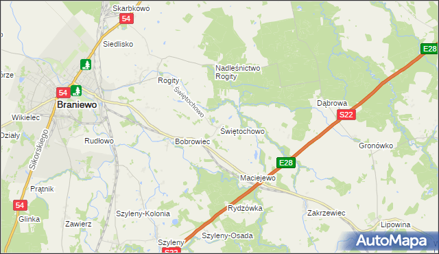 mapa Świętochowo, Świętochowo na mapie Targeo