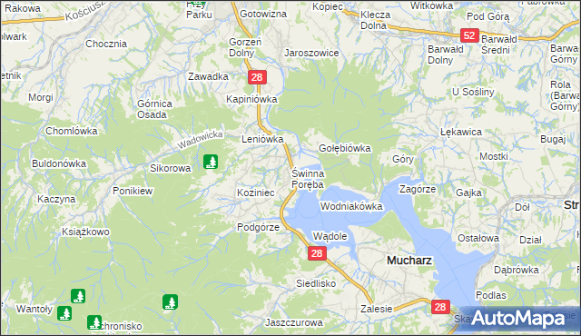 mapa Świnna Poręba, Świnna Poręba na mapie Targeo