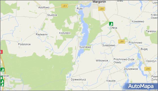 mapa Sypniewo gmina Margonin, Sypniewo gmina Margonin na mapie Targeo