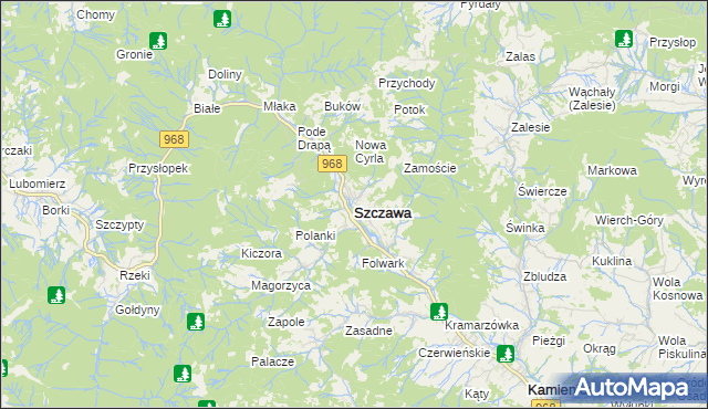 mapa Szczawa, Szczawa na mapie Targeo