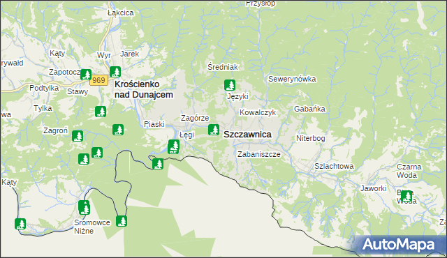 mapa Szczawnica, Szczawnica na mapie Targeo