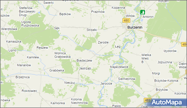 mapa Szczawno gmina Burzenin, Szczawno gmina Burzenin na mapie Targeo