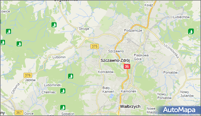 mapa Szczawno-Zdrój, Szczawno-Zdrój na mapie Targeo