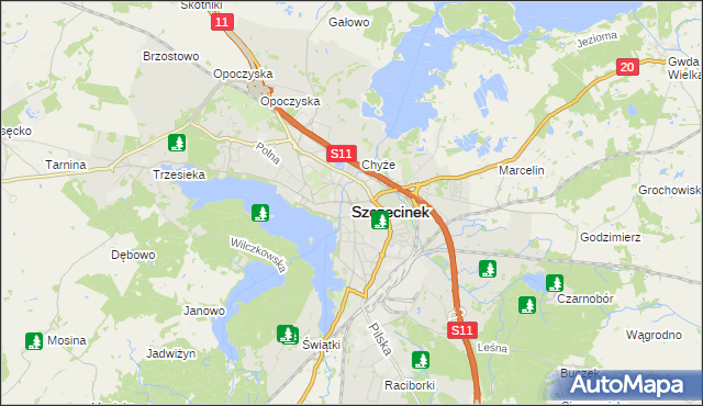 mapa Szczecinek, Szczecinek na mapie Targeo