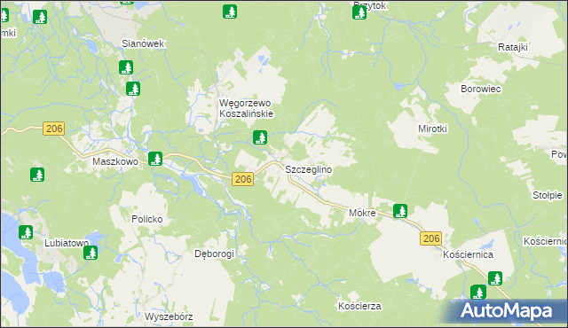 mapa Szczeglino, Szczeglino na mapie Targeo