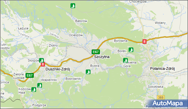 mapa Szczytna powiat kłodzki, Szczytna powiat kłodzki na mapie Targeo