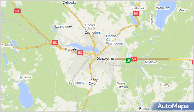mapa Szczytno, Szczytno na mapie Targeo