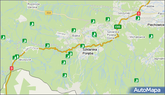 mapa Szklarska Poręba, Szklarska Poręba na mapie Targeo