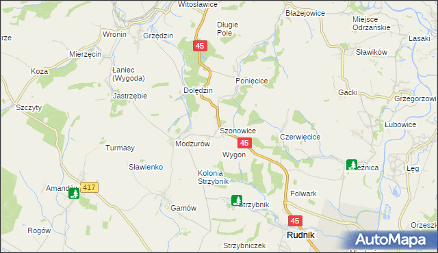 mapa Szonowice, Szonowice na mapie Targeo