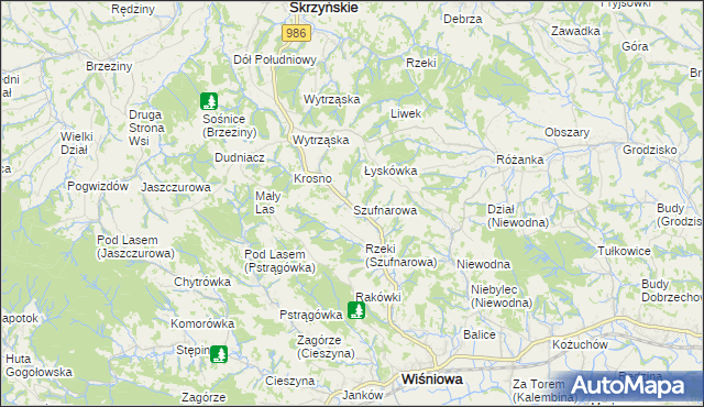 mapa Szufnarowa, Szufnarowa na mapie Targeo