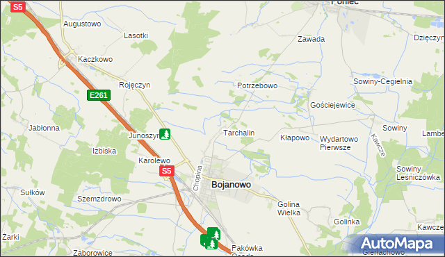 mapa Tarchalin, Tarchalin na mapie Targeo