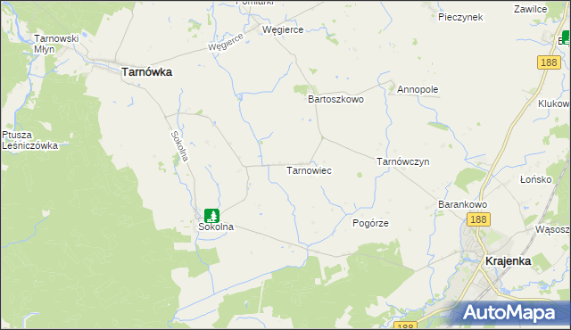 mapa Tarnowiec gmina Tarnówka, Tarnowiec gmina Tarnówka na mapie Targeo