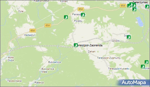 mapa Tereszpol-Zaorenda, Tereszpol-Zaorenda na mapie Targeo