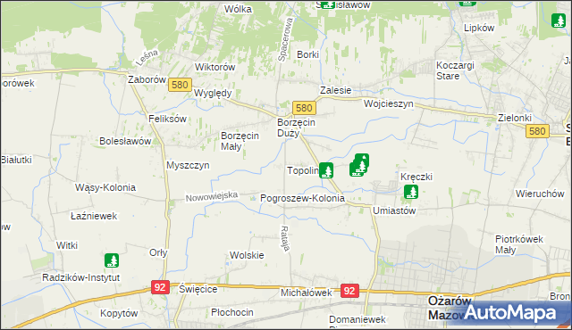 mapa Topolin gmina Stare Babice, Topolin gmina Stare Babice na mapie Targeo