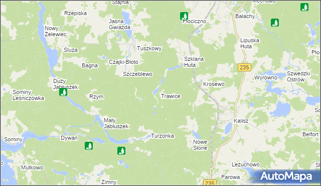 mapa Trawice, Trawice na mapie Targeo