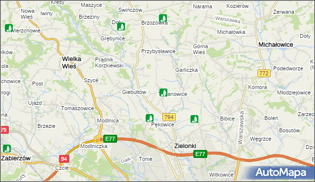 mapa Trojanowice gmina Zielonki, Trojanowice gmina Zielonki na mapie Targeo
