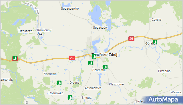 mapa Trzcińsko-Zdrój, Trzcińsko-Zdrój na mapie Targeo