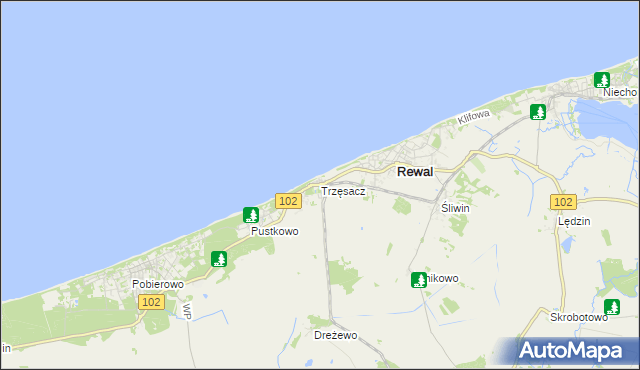 mapa Trzęsacz gmina Rewal, Trzęsacz gmina Rewal na mapie Targeo