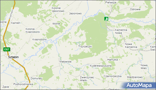 mapa Trzyrzeczki, Trzyrzeczki na mapie Targeo