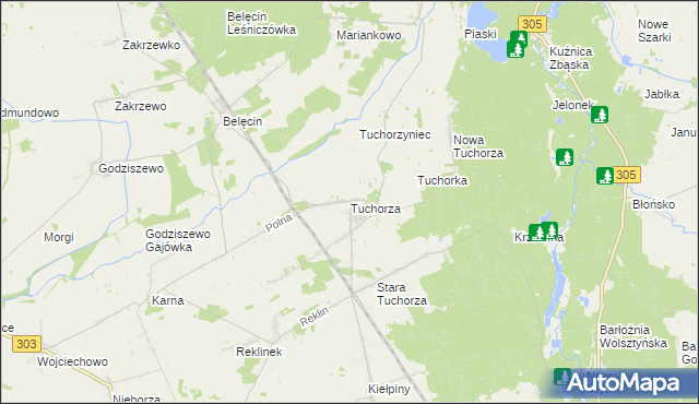 mapa Tuchorza, Tuchorza na mapie Targeo