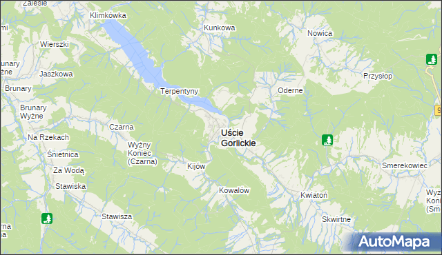 mapa Uście Gorlickie, Uście Gorlickie na mapie Targeo