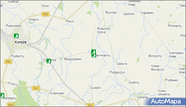 mapa Warnikajmy, Warnikajmy na mapie Targeo