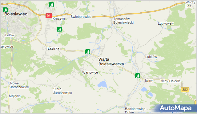 mapa Warta Bolesławiecka, Warta Bolesławiecka na mapie Targeo