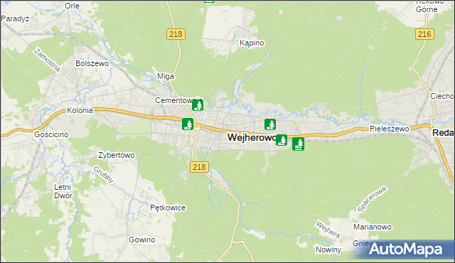 mapa Wejherowo, Wejherowo na mapie Targeo