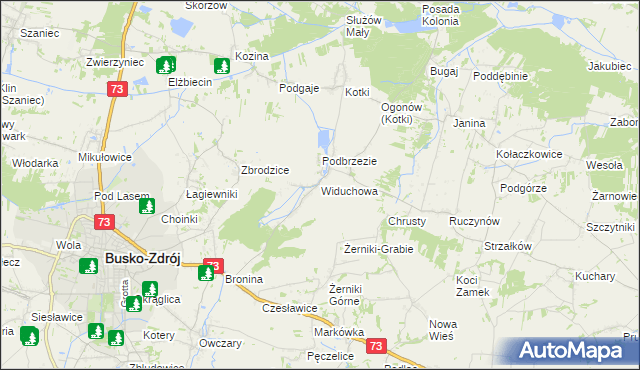 mapa Widuchowa gmina Busko-Zdrój, Widuchowa gmina Busko-Zdrój na mapie Targeo