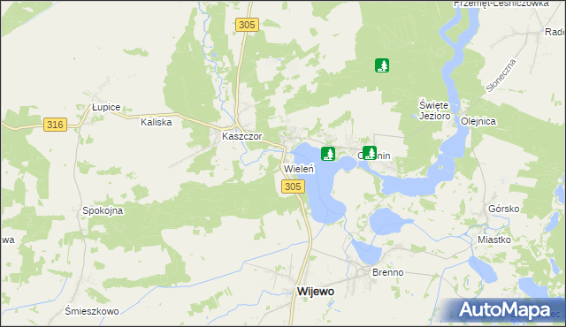 mapa Wieleń gmina Przemęt, Wieleń gmina Przemęt na mapie Targeo