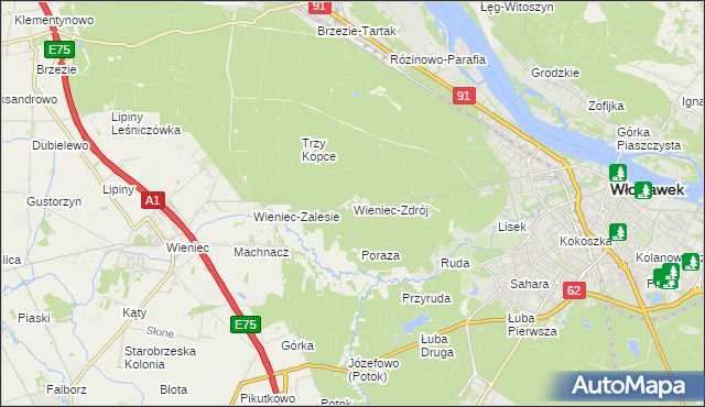 mapa Wieniec-Zdrój, Wieniec-Zdrój na mapie Targeo